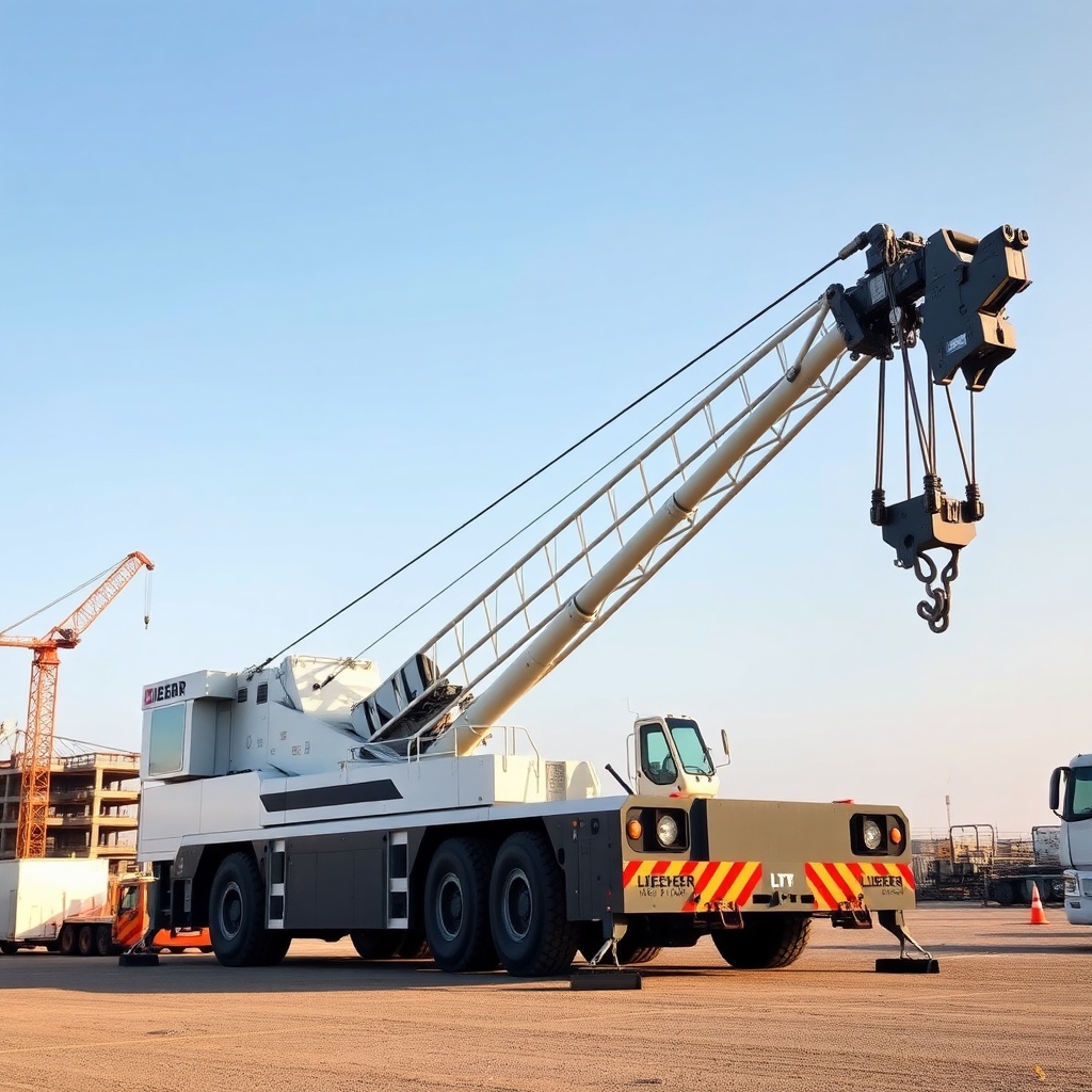 A clean photorealistic side view of a Liebherr LTM 1055-3