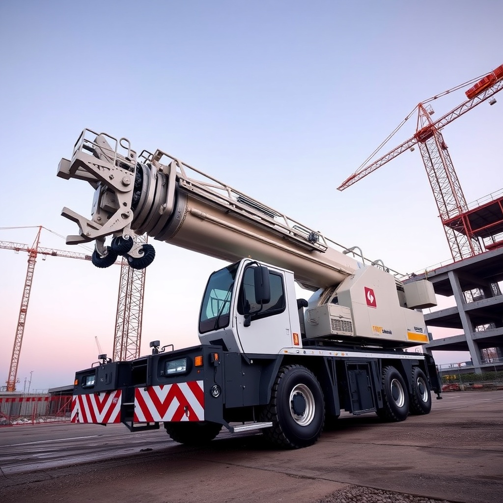 A photorealistic wide-angle view of a Liebherr LTM 1055-3