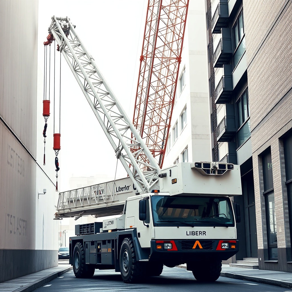 A clean photorealistic photo of a Liebherr LTM 1055-3
