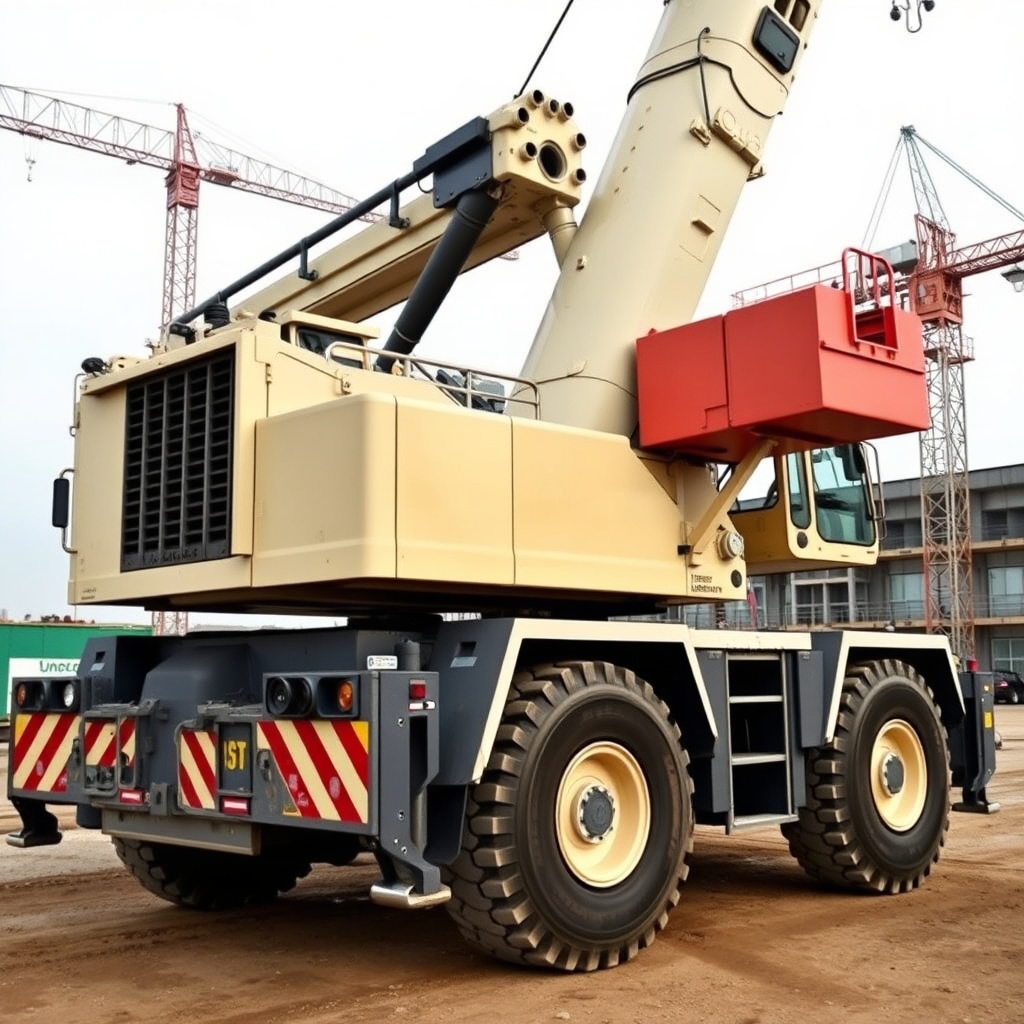 A photorealistic photo of a used Liebherr LTM 1055-3