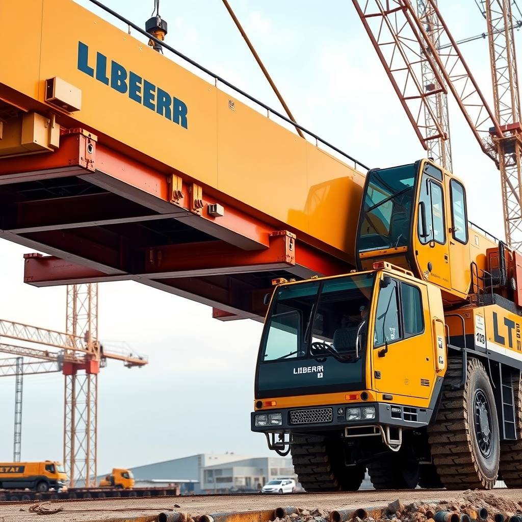 <clean photorealistic photo/illustration of a Liebherr LTM 1055-3