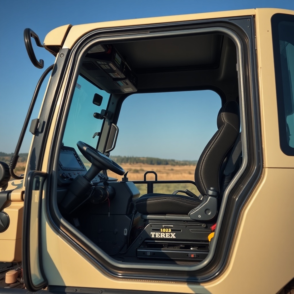 Terex AC 100/4L vincinin camından görülen operatör kabini içi